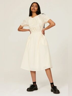 Pamela Love- Cream Embroidered Midi Dress
